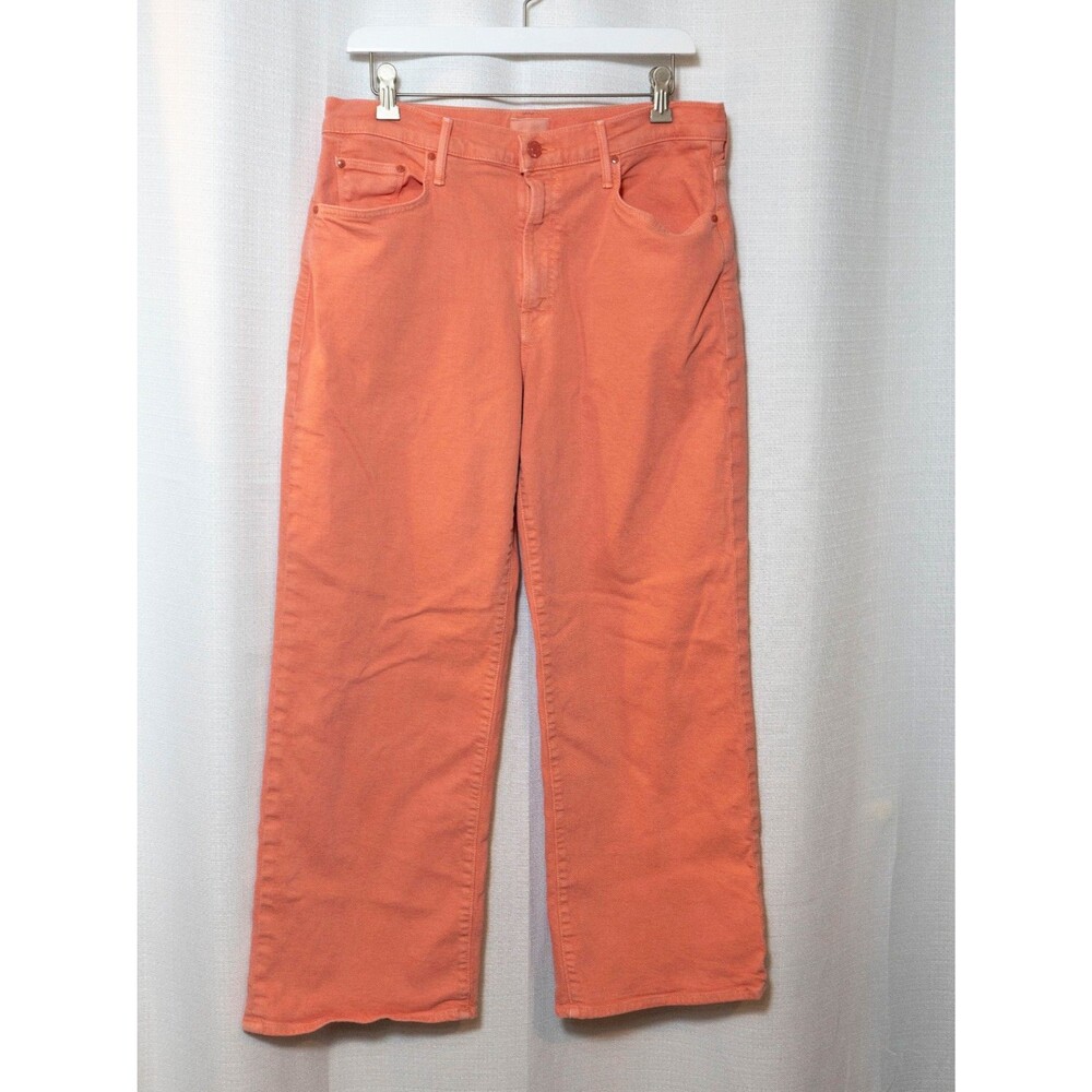 MOTHER Womens 31 Coral Straight Crop Jeans Maven Ankle Peach Denim